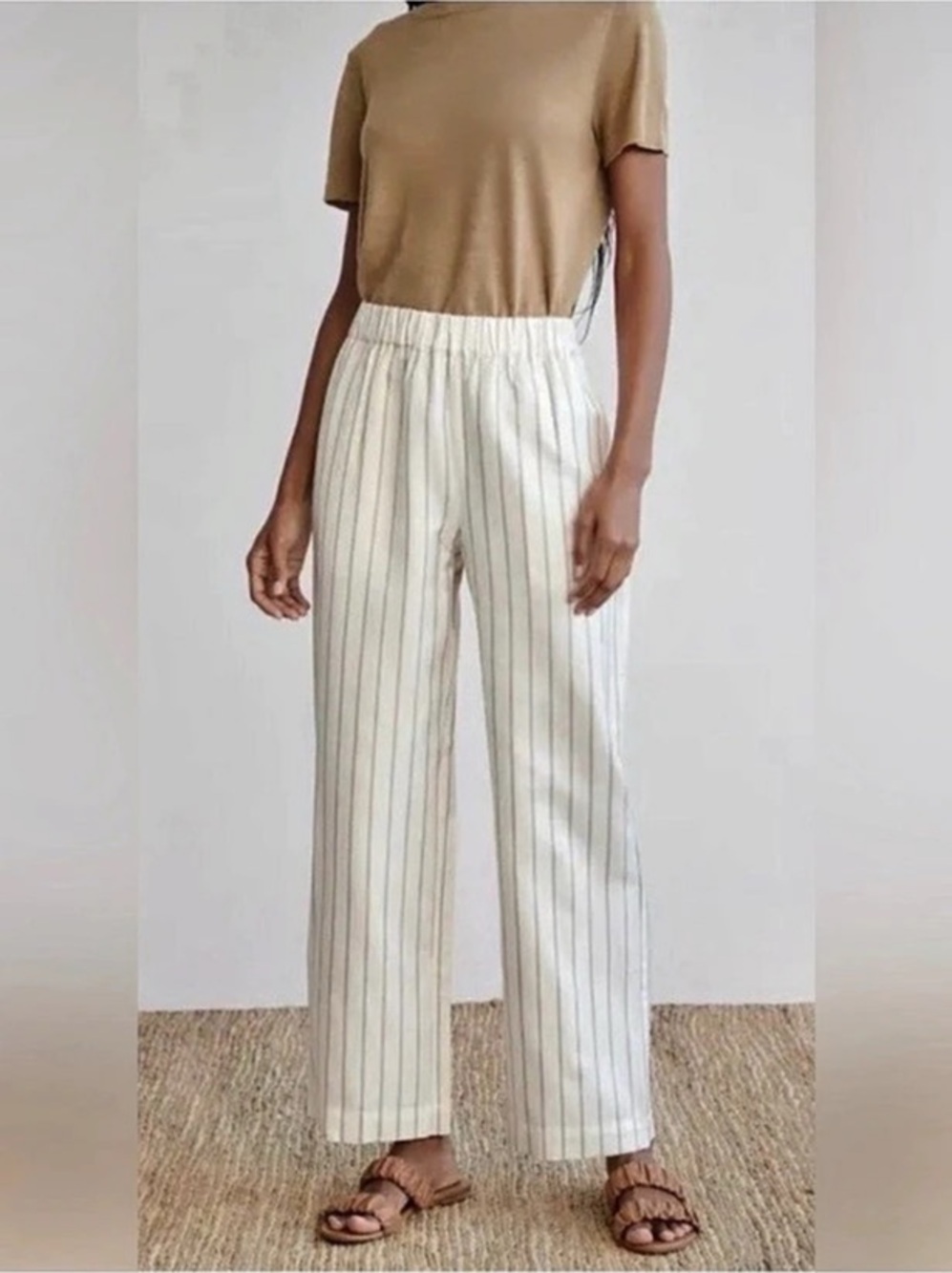 Jenni Kayne Bianca Women's Striped Wide Leg Pants in ivory & Blue